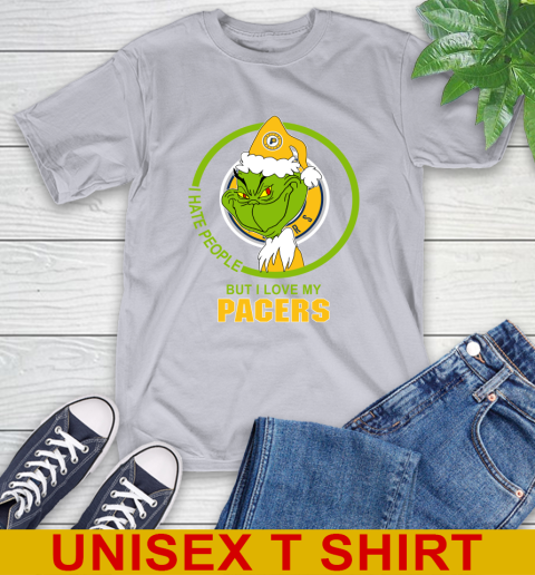 Indiana Pacers NBA Christmas Grinch I Hate People But I Love My Favorite Basketball Team T-Shirt 6