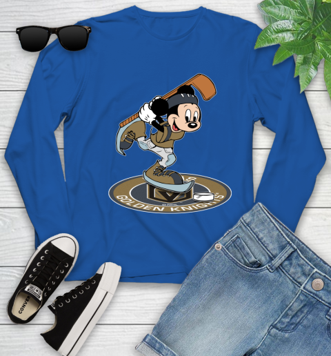 NHL Hockey Vegas Golden Knights Cheerful Mickey Disney Shirt Youth Long Sleeve 10