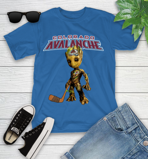 Colorado Avalanche NHL Hockey Groot Marvel Guardians Of The Galaxy Youth T-Shirt 9