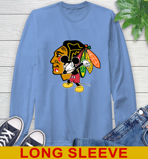Chicago Blackhawks NHL Hockey Dabbing Mickey Disney Sports Long Sleeve T-Shirt 11