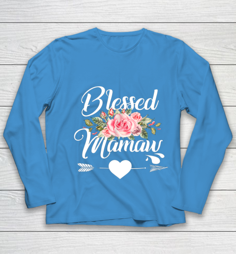 Blessed Mamaw Thanksgiving Christmas Floral Gift For Grandma Youth Long Sleeve 5