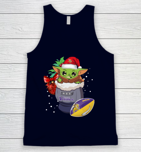 Minnesota Vikings Christmas Baby Yoda Star Wars Funny Happy NFL Tank Top 3