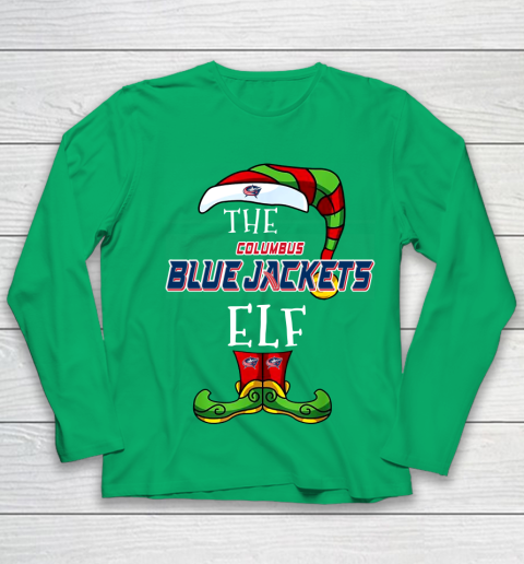 Columbus Blue Jackets Christmas ELF Funny NHL Youth Long Sleeve 4