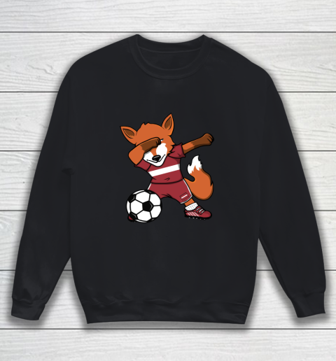 Dabbing Fox Latvia Soccer Fans Jersey Latvian Football Lover Sweatshirt