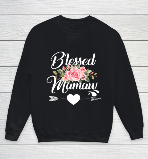 Blessed Mamaw Thanksgiving Christmas Floral Gift For Grandma Youth Sweatshirt