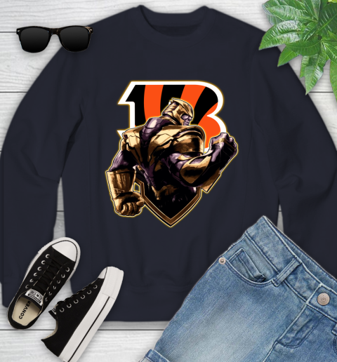 NFL Thanos Avengers Endgame Football Sports Cincinnati Bengals Youth Sweatshirt 3