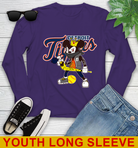 Detroit Tigers MLB Baseball Mickey Peace Sign Sports Youth Long Sleeve 5
