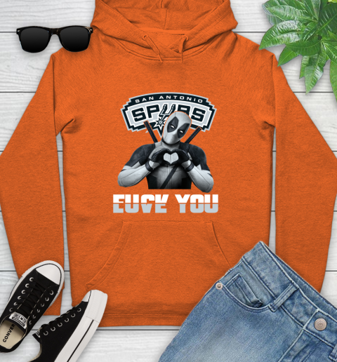 NBA San Antonio Spurs Deadpool Love You Fuck You Basketball Sports Youth Hoodie 4