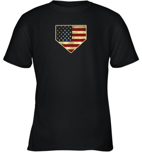 Vintage American Flag Baseball Shirt Home Plate Art Gift Youth T-Shirt