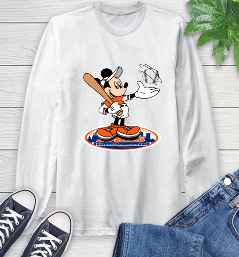 MLB Baseball New York Mets Cheerful Mickey Disney Shirt Long Sleeve T-Shirt 2