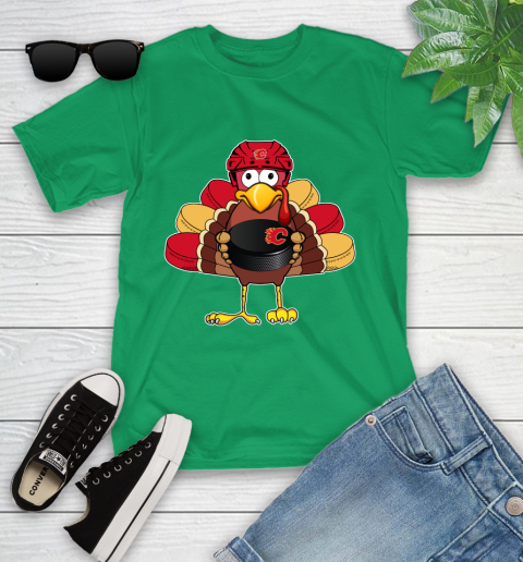 Calgary Flames Turkey Thanksgiving Day Youth T-Shirt 6