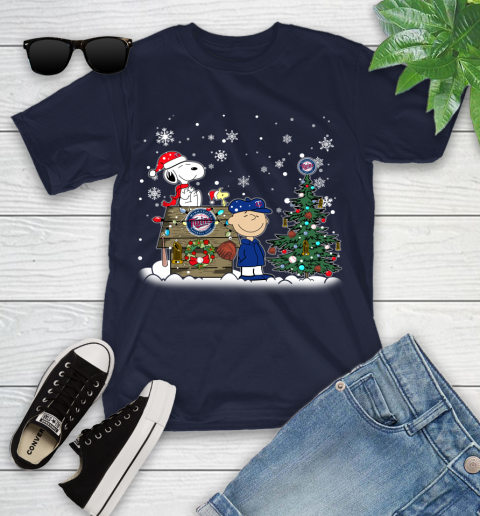 MLB Minnesota Twins Snoopy Charlie Brown Christmas Baseball Commissioner's Trophy Youth T-Shirt 2