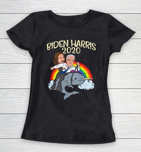 Biden Harris 2020 Narwhale Rainbow Funny Joe Kamala Democrat Women's T-Shirt