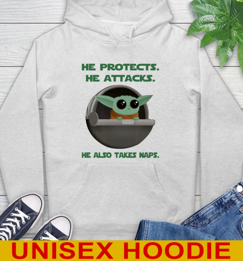 He Protects He Attacks He Also Takes Naps Baby Yoda Star Wars Shirts Hoodie