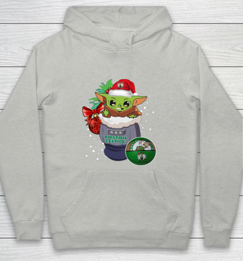 Boston Celtics Christmas Baby Yoda Star Wars Funny Happy NBA Youth Hoodie 2