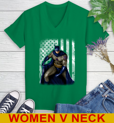 New York Giants NFL Football Batman DC American Flag Shirt Women's V-Neck T-Shirt 5