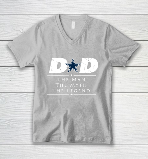 Dallas Cowboys NFL Football Dad The Man The Myth The Legend V-Neck T-Shirt 3