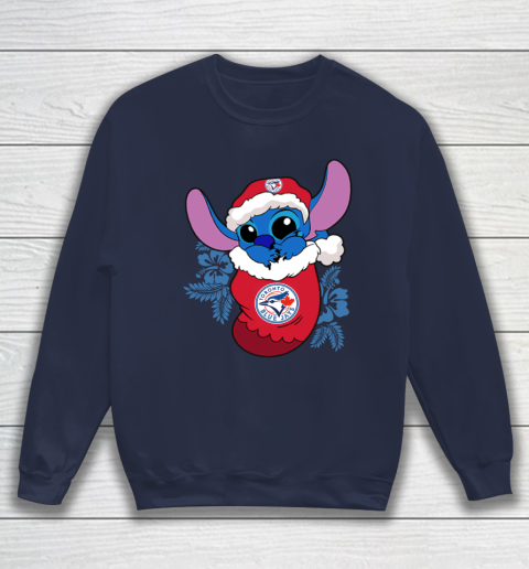 Toronto Blue Jays Christmas Stitch In The Sock Funny Disney MLB Sweatshirt 3