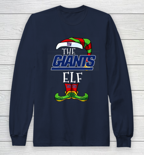 New York Giants Christmas ELF Funny NFL Long Sleeve T-Shirt 2