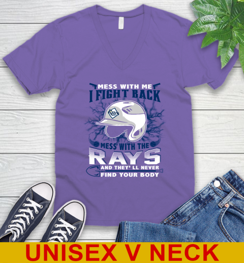 MLB Baseball Tampa Bay Rays Mess With Me I Fight Back Mess With My Team And They'll Never Find Your Body Shirt V-Neck T-Shirt 8