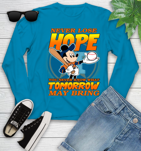 Houston Astros MLB Baseball Mickey Disney Never Lose Hope Youth Long Sleeve 8