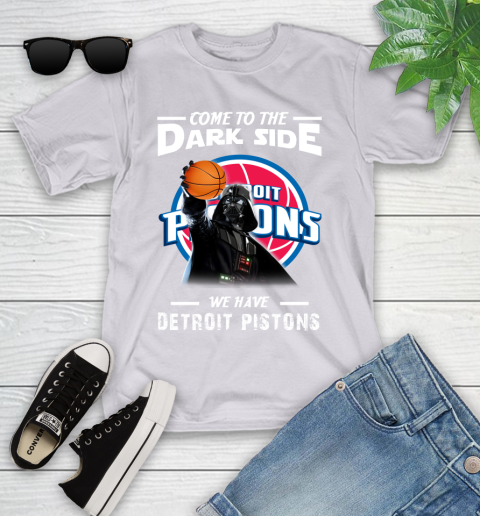 NBA Come To The Dark Side We Have Detroit Pistons Star Wars Darth Vader Basketball Youth T-Shirt 4
