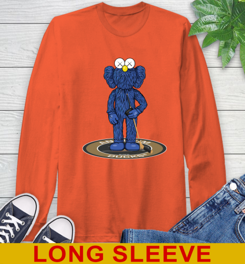 NHL Hockey Anaheim Ducks Kaws Bff Blue Figure Shirt Long Sleeve T-Shirt 5