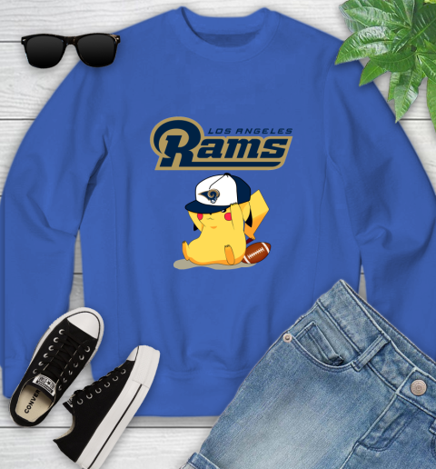 NFL Pikachu Football Sports Los Angeles Rams Youth Sweatshirt 8