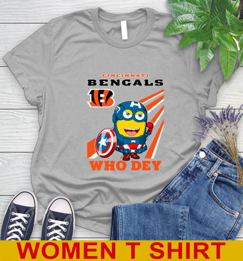 NFL Football Cincinnati Bengals Captain America Marvel Avengers Minion Shirt Women's T-Shirt 5