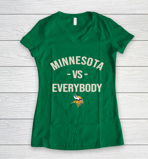 Minnesota Vikings Vs Everybody Women's V-Neck T-Shirt 3