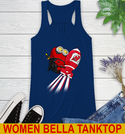 NHL Hockey New Jersey Devils Deadpool Minion Marvel Shirt Racerback Tank 7
