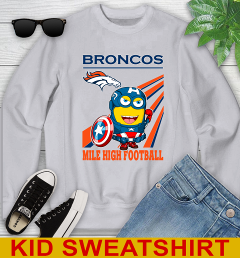 NFL Football Denver Broncos Captain America Marvel Avengers Minion Shirt Youth Sweatshirt 3