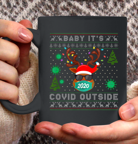 Baby It s Covid Outside Reindeer Ugly Christmas Ceramic Mug 11oz