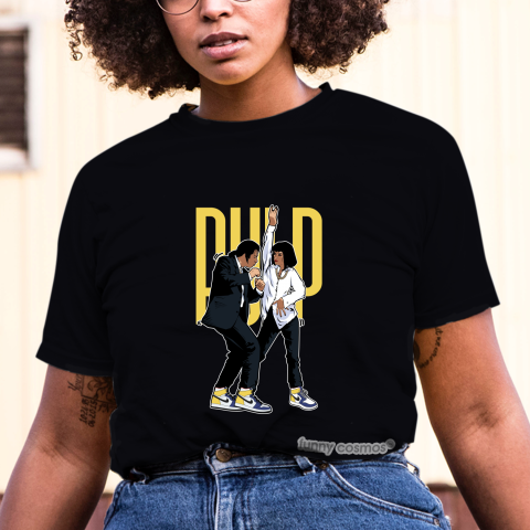 Air Jordan 1 Low – Royal Yellow Matching Sneaker Tshirt Pulp Fiction Dance BLue and Yellow Jordan Tshirt