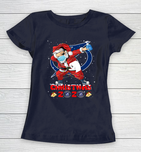 Tampa Bay Lightning Funny Santa Claus Dabbing Christmas 2020 NHL Women's T-Shirt 2