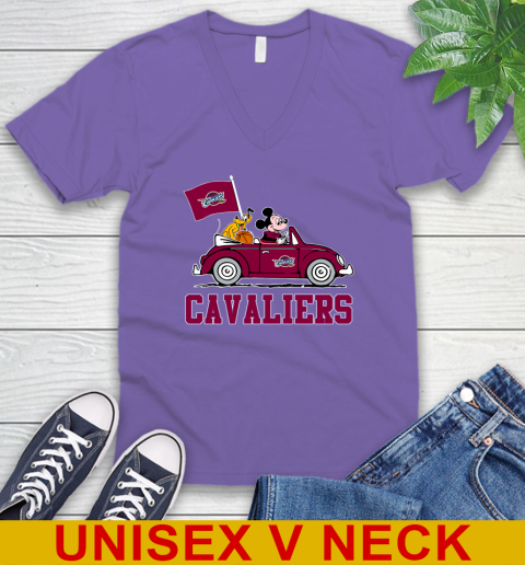 NBA Basketball Cleveland Cavaliers Pluto Mickey Driving Disney Shirt V-Neck T-Shirt 9