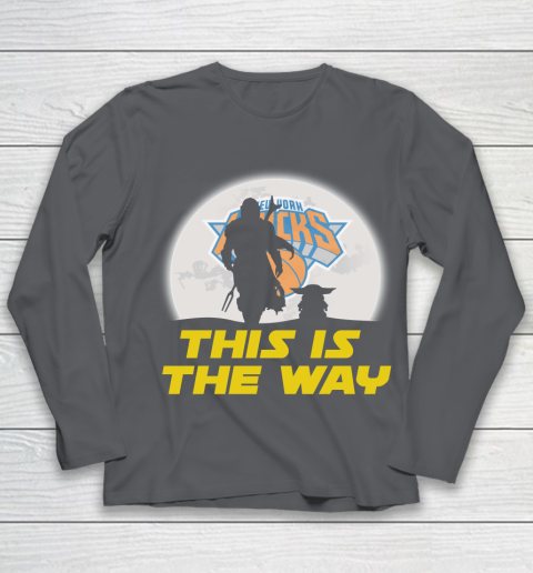 New York Knicks NBA Basketball Star Wars Yoda And Mandalorian This Is The Way Youth Long Sleeve 6