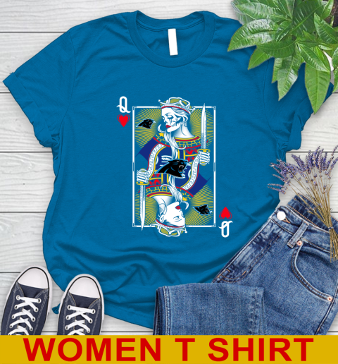 NFL Football Carolina Panthers The Queen Of Hearts Card Shirt Women's T-Shirt 8