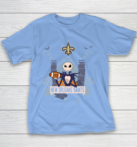 NFL New Orleans Saints Football Jack Skellington Halloween Youth T-Shirt 8
