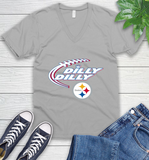 NFL Pittsburgh Steelers Dilly Dilly Football Sports V-Neck T-Shirt 4