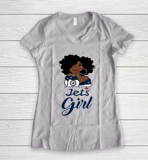 Winnipeg Jets Girl NHL Women's V-Neck T-Shirt 2