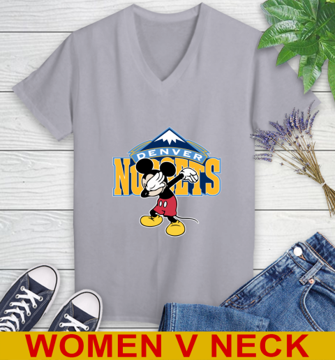 Denver Nuggets NBA Basketball Dabbing Mickey Disney Sports Women's V-Neck T-Shirt 5