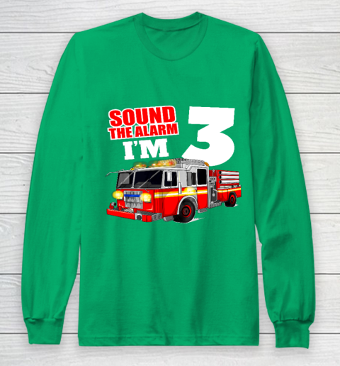 Kids Fire Truck 3rd Birthday T Shirt Boy Firefighter 3 Years Old Long Sleeve T-Shirt 4