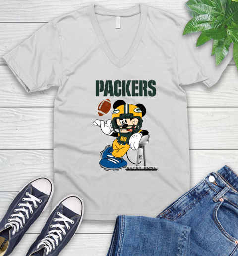 NFL Green Bay Packers Mickey Mouse Disney Super Bowl Football T Shirt V-Neck T-Shirt