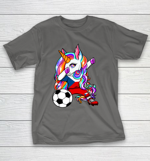 Dabbing Unicorn Czech Republic Soccer Fans Jersey Football T-Shirt 9