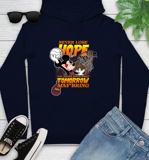 Cleveland Cavaliers NBA Basketball Mickey Disney Never Lose Hope Youth Hoodie 3