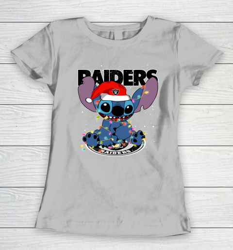 Oakland Raiders NFL Football noel stitch Christmas Women's T-Shirt 3