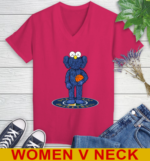 NBA Basketball Utah Jazz Kaws Bff Blue Figure Shirt Women's V-Neck T-Shirt 10