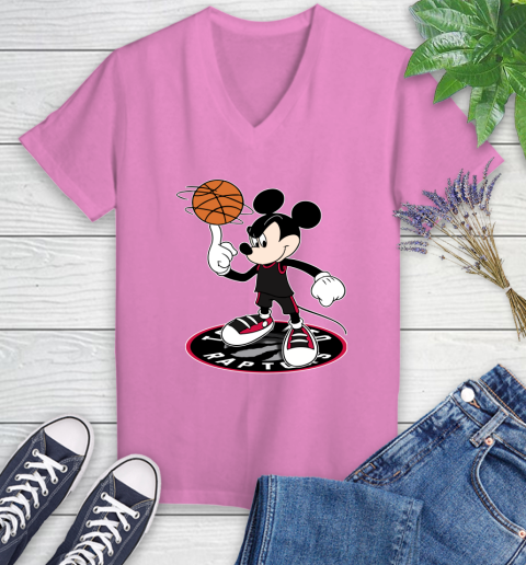 NBA Basketball Toronto Raptors Cheerful Mickey Disney Shirt not broken the mould Women's V-Neck T-Shirt 12