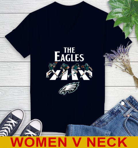 NFL Football Philadelphia Eagles The Beatles Rock Band Shirt Women's V-Neck T-Shirt 2